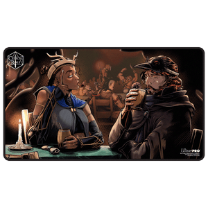 Critical Role: The Mighty Nein - Illustrated: Beauregard Lionett & Caleb Widogast Black-Stitched Playmat for Tabletop Gaming