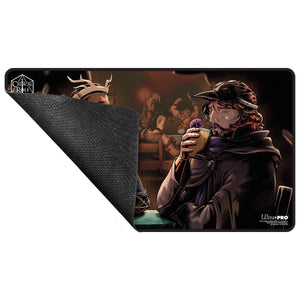 Critical Role: The Mighty Nein - Illustrated: Beauregard Lionett & Caleb Widogast Black-Stitched Playmat for Tabletop Gaming
