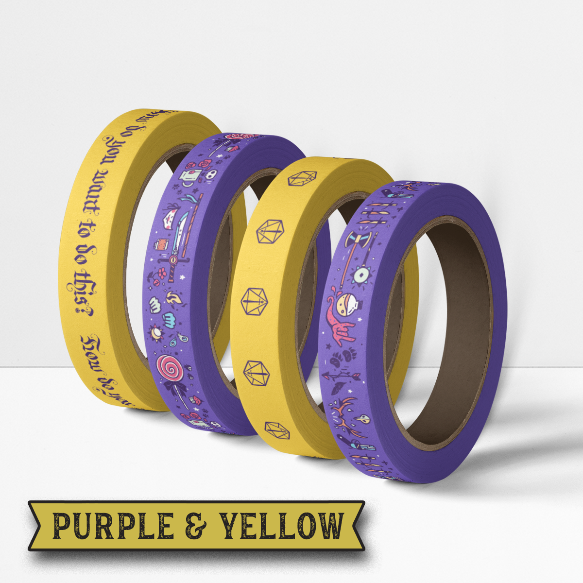 Critical Role Washi Tape 4 Pack: Purple & Yellow