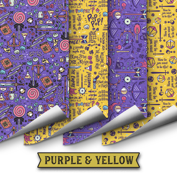 Critical Role Wrapping Paper 4 Pack: Purple & Yellow